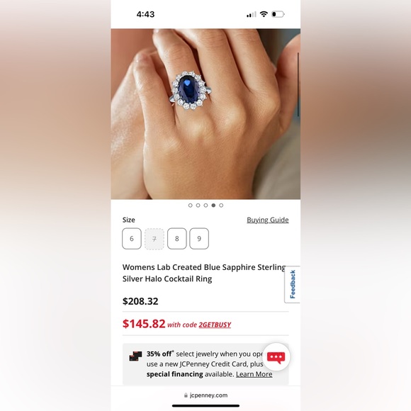 SOLD $208 Lab Created Blue & White Sapphire Ring .925 Sterling Silver - Picture 6 of 6